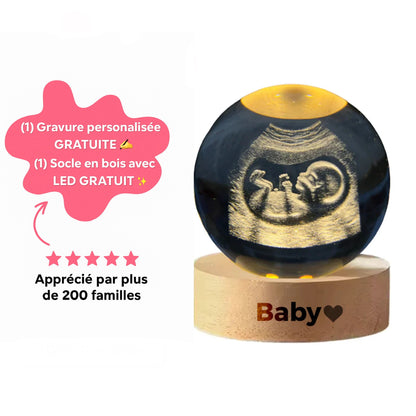 Sphère de cristal avec gravure personnalisée